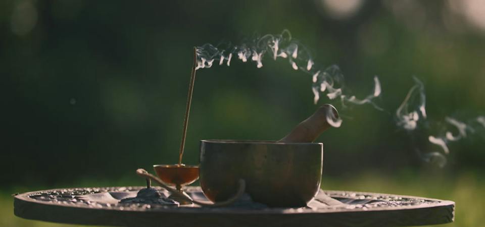 Incense smoke in the low sun