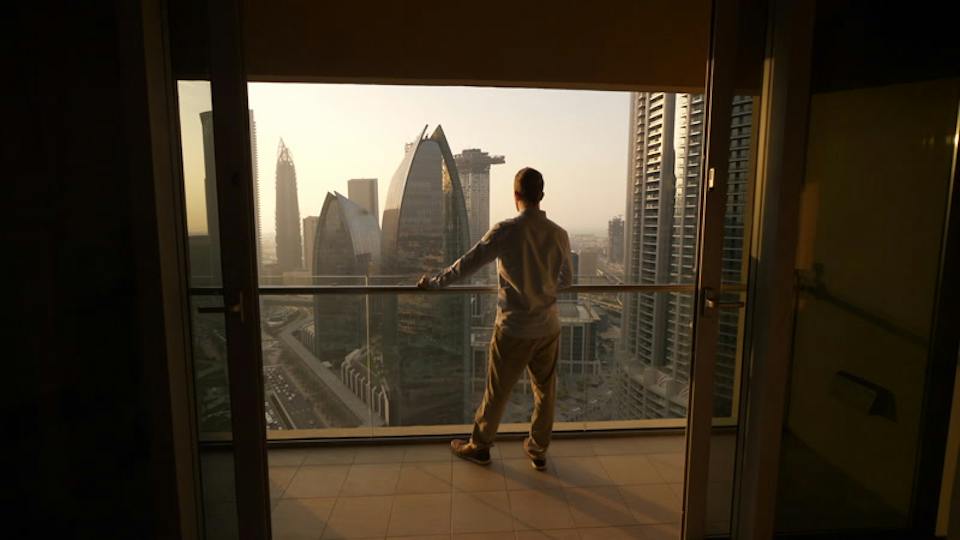 Same place, same light: the day goes down over everything he owns