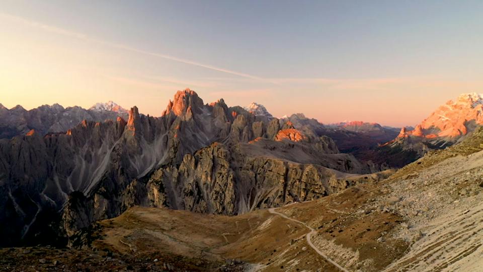 The mountains in the last gold light