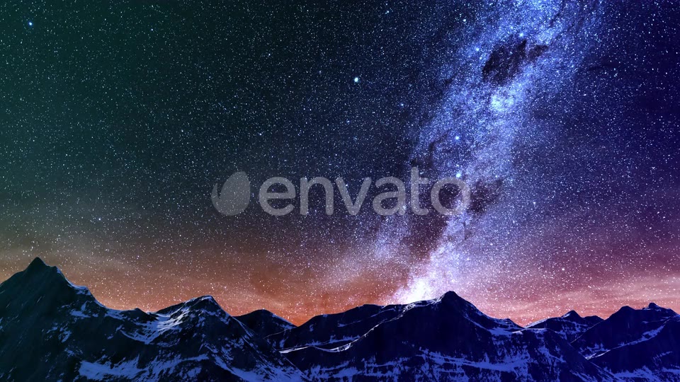 Night. The stars over the mountains, held long